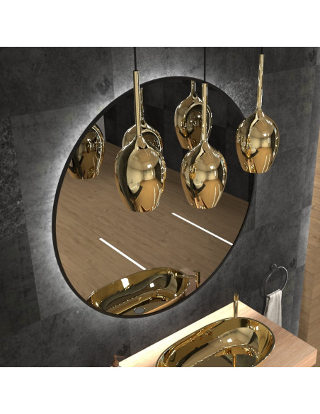 Okrągłe lustro w czarnej cienkiej ramce LOFT