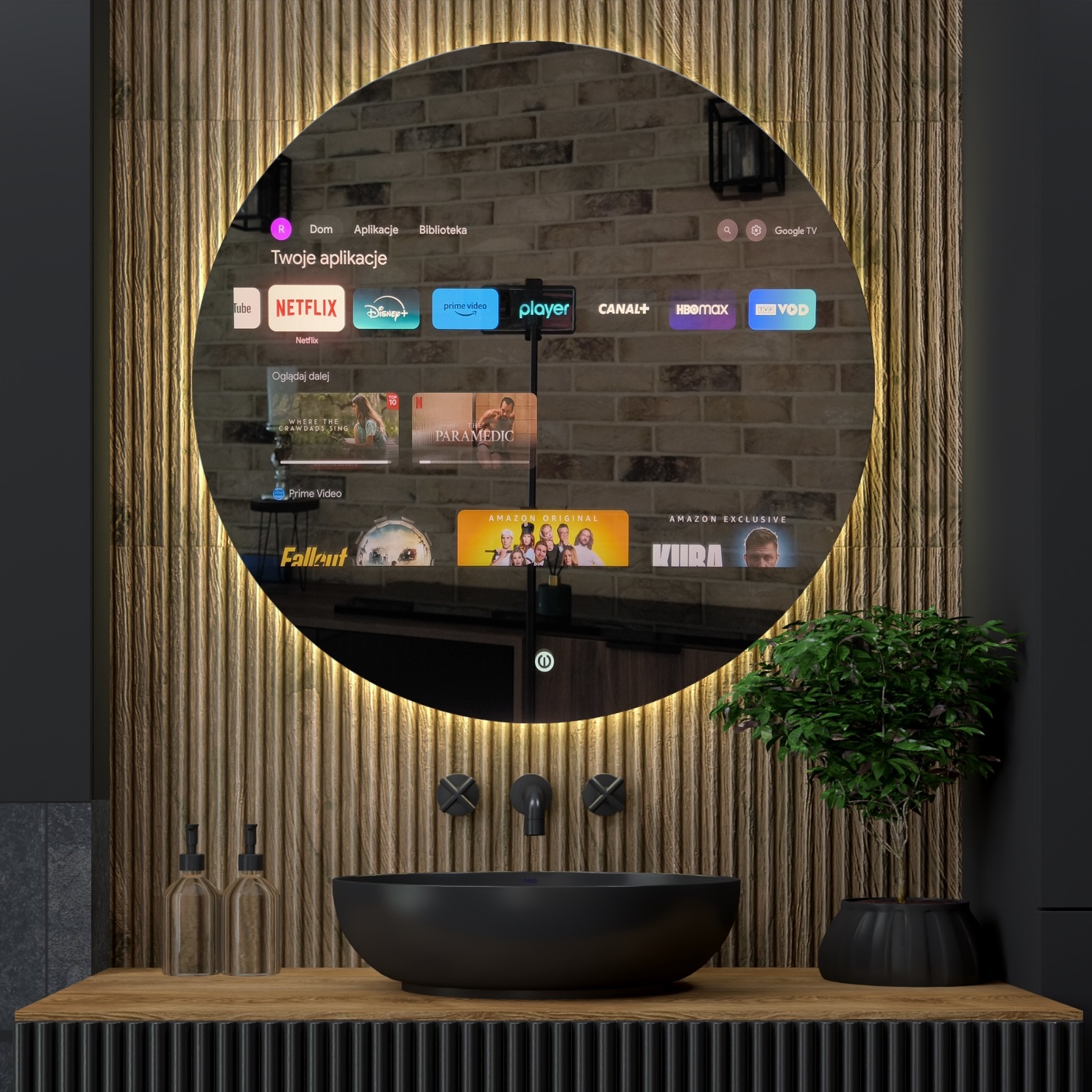 okrągłe lustro smart