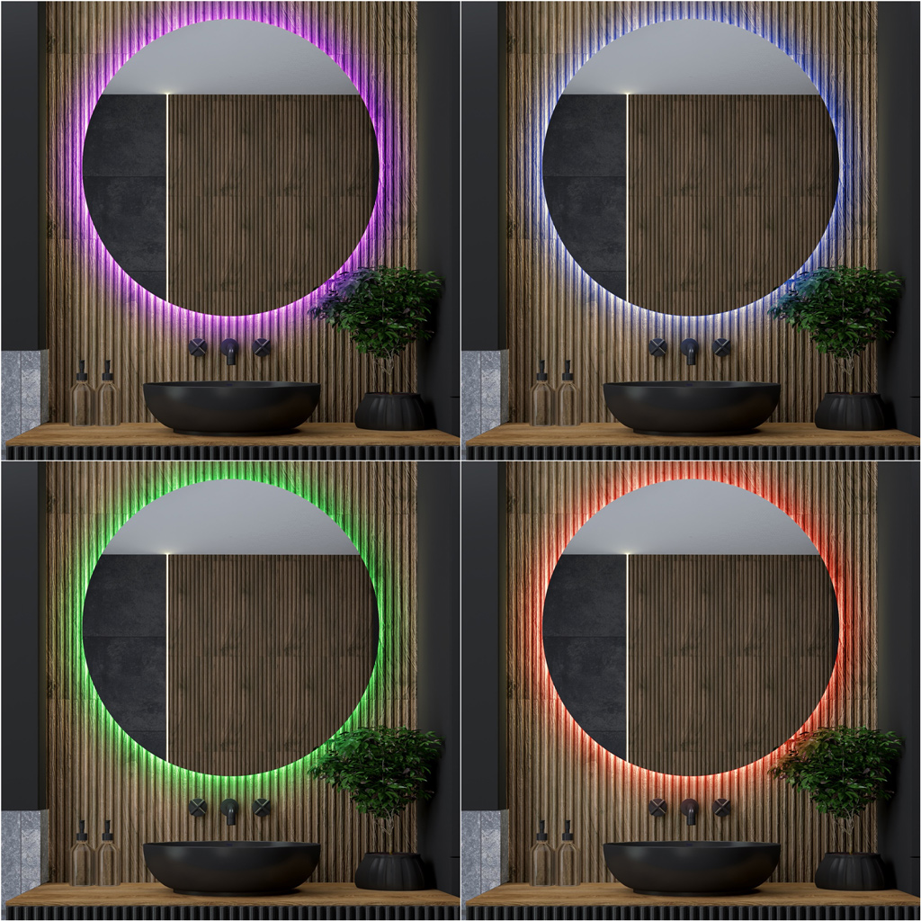 lustro z kolorowym oświetleniem LED